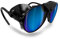 BERTONI Polarisierte Sonnenbrille Bergbrille Gletscherbrille Bergsteigerbrille Skibrille Trekking mod. ALPS Italy (Schwarz - Polarisierte Blau Verspiegelt)