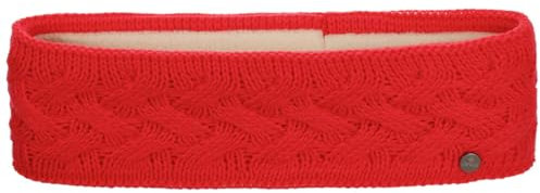 LIERYS Fauske Stirnband Damen mit Schurwolle 55-60 cm - Made in Germany - 10,5 cm breit - Innenfutter aus Fleece - Headband mit geflochtenem Strickmuster - Herbst/Winter neonpink One Size