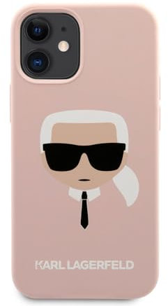 Karl Lagerfeld KLHCP12SSLKHLP Silicone Karl`s Head Hülle für iPhone 12 Mini 5,4 Hell-Pink