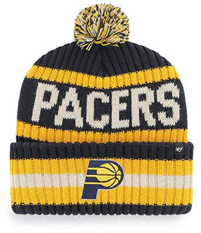 47 NBA Mütze für Erwachsene, Team-Farbe, offizielles Lizenzprodukt, Bering, Sport, Strickmütze mit Bommel, für kaltes Wetter, Indiana Pacers Navy, Einheitsgr��e