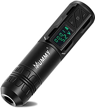 Mummy Wireless Rotary Battery Pen Tattoo Cartridge Machine Rotary Pen mit 1800mAh Wireless Power Coreless Motor Digital Display Tattoo Equipment Supply(schwarz)