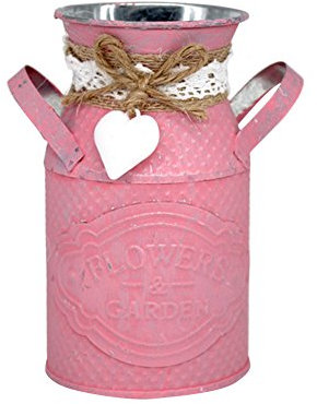 Oriental riverkit Florero de Metal Rústico 14.5 * 8cm, Jarra Decorativa de casa de Campo para Decoración de Oficina en Casa Artesanía (Red)