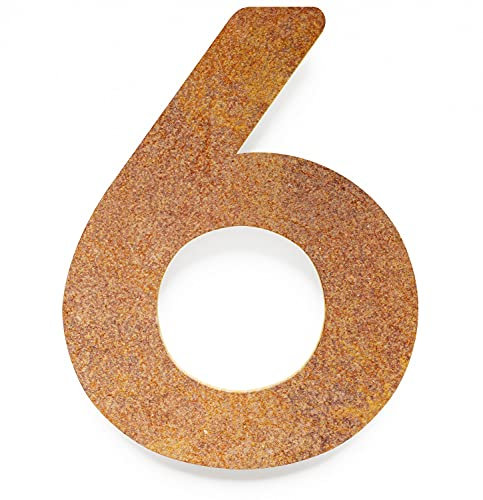 Numero civico vintage, resistente alle intemperie, prodotto in Germania, INOXSIGN (SOLID altezza: 200 mm, spessore materiale: 2 mm, numero civico 6)