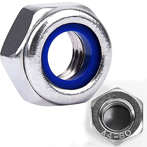 30 Stück Sechskantmuttern DIN 985 M8 Sicherungsmutter, Muttern Standard A4-80 Edelstahl Mutter Stoppmutter Selbstsichernde Edelstahlmutter Sechskant Schraubenmuttern