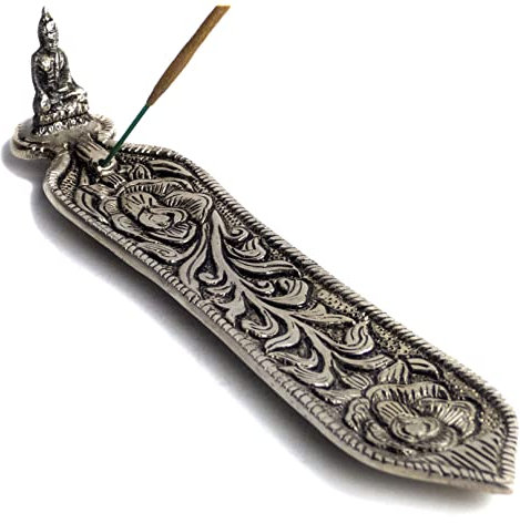 Berk Metal Incense Stick Holder with Buddha on Rose Vine
