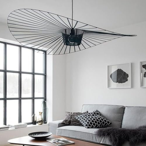 YONIISEA Vertigo Lampe Hängeleuchten Pendelleuchten 80cm Schwarz- Modern Hängelampe Höhenverstellbar Hut Lamp mit Lichtquelle, Kronleuchter fur Wohnzimmer Schlafzimmer Esstisch,40W
