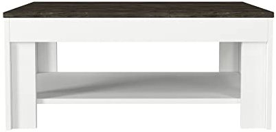 moebel17 6894 Done Couchtisch Beistelltisch Wohnzimmertisch Sofatisch Kaffeetisch, Tisch Teetisch aus Holz Möbelstück für Wohnzimmer I Weiß Dunkelbraun Rebab I 90 x 40 x 60 cm