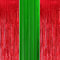3Pc 1m*2m Metallic Tinsel Christmas Curtain with Red & Green Foil, Fringe Hanging Streamers for Xmas Party & Photo Decorations