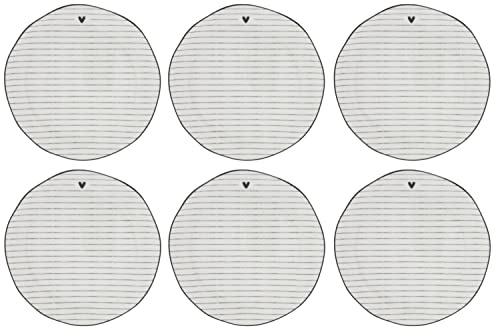 Bastion Collections 6er Set Kuchenteller weiß mit schwarzen Streifen D. 19cm