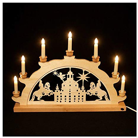 Holz-Schwibbogen Lichterbogen Schwibbogen aus dem Erzgebirge (Dresden Frauenkirche, 50 cm)