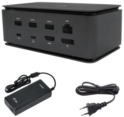 i-tec USB 4 Dockingstation 2x4K/1x8K mit Stromversorgung 80W - 1x DisplayPort, 1x HDMI, 1x GLAN, 1x USB-C 3.2 Gen2, 3X USB 3.2 Gen2, 3X USB 2.0, 1x SD/microSD, 1x Audio/Mik