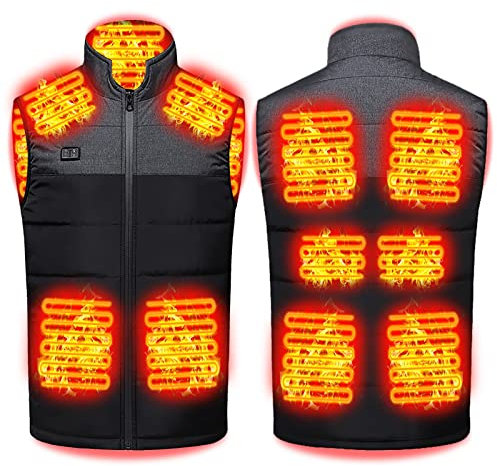 Heated Vest for Men Woman, Electric USB Warmer Jacket with 11 Heating Zones, Lightweight Heated Gilet, for Fishing Hunting (Color : Gray, Size : 4XL)