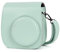 Leebotree Caméra Housse Compatible avec Appareil Photo Instantanés Instax Mini 12 11, Pochette Caméra Sacoche Rangement Protection Cuir PU Lisse avec Bandoulière et Poche Intégrée (Vert Pastel)