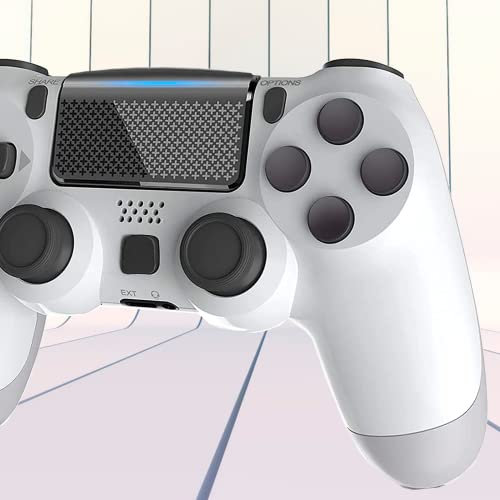 Wireless Controller for PS4, Gamepad Joystick for P 4 Controllers Compatible with PS4, Slim, PRO, PC with Dual Vibration Touch Panel Audio Jack 6-axis(White)