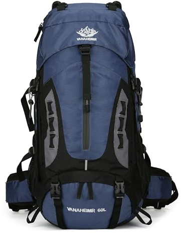 60 l Wanderrucksack, Camping-Rucksack, Jagd-Rucksack für Outdoor, wasserabweisend, taktischer Rucksack für Damen und Herren, Tiefes Blau, Large, Outdoor