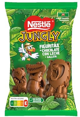 NESTLÉ JUNGLY Figuritas de Chocolate con Leche Bolsa, 124 g