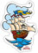 Spreadshirt Käpt'n Sharky Schiff und Abenteuer Sticker, max. 10 x 10 cm, 10 x 10 cm, Mattweiß