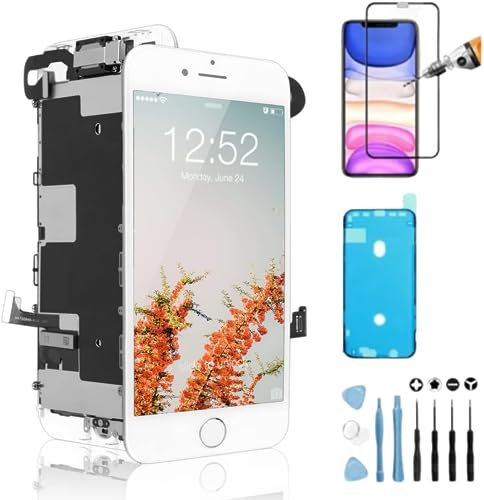 Iteek Écran pour iPhone 8/SE Blanc 4,7 Pouces (A1863, A1905, A1906, A2275, A2298, A2296) Remplacement LCD Tactile Digitizer avec Kit de Réparation, Film Protecteur