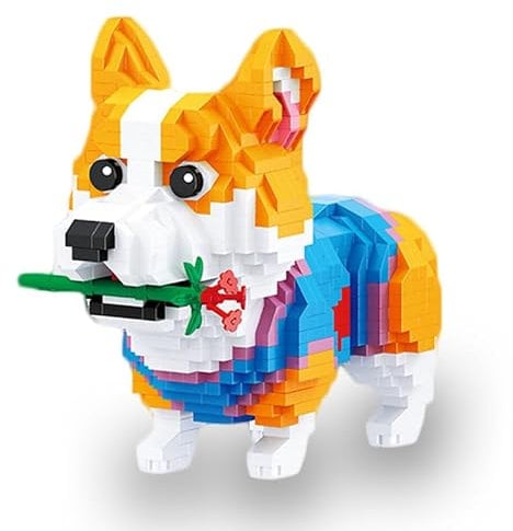 YILETKC Niedliche Hund Mikro Bausteine, 997 Teile Corgi Klemmbausteine Spielzeug Modell, DIY Mini Bausteine Spielzeug, Geschenk für Teenager und Erwachsene Architektur