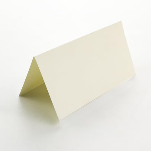 100 Stück Tischkarten blanko, 10 x 5 cm, als Platzkarten, Namensschilder, Geburtstage, Hochzeiten, Taufe, table reservation usw (Elfenbein)