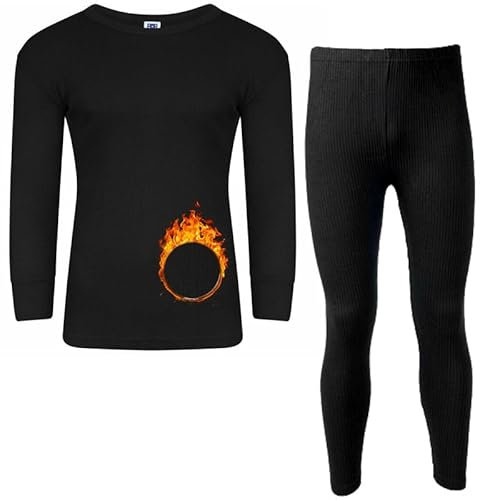 Men's Thermal Underwear Set, Top Bottom Long Johns Warm Base layer Thermal Set Vests Trousers for Cold Winter Wear and Skiing Running Workout (Black Full-Sleeve Set, S)