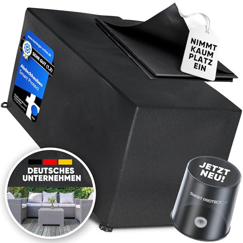 Smart Protect Abdeckplane Gartenmöbel Winterfest - wasserdichte Schutzhülle Tischabdeckung Outdoor - robuste reißfeste 420D Oxford Gewebe - Abdeckhaube Plane UV-fest - inkl. Smart Protect Cup