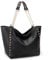 Montana West Hobo Bags für Damen, Leder-Tragetasche mit Tragegriff und Nieten, Dekoration, Schwarz, Medium