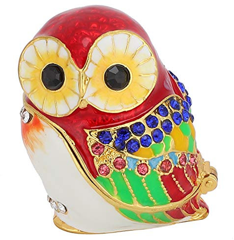 BORDSTRACT Emaillierte Eulen-Schmuckschatulle – Tierfigur, Schmuckaufbewahrung Und Heimdekoration, Geschenk, Ringhalter