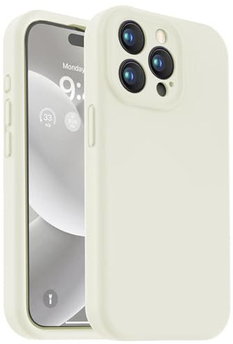 Kingmate Kompatibel für iPhone 15 Pro Max Silikon Case, Hochwertiges Silikon, Mehrstufige Struktur stoßfeste Schutzhülle iPhone 15 Pro Max, Faserplüsch Ultra Dünn Handyhülle, Weiß