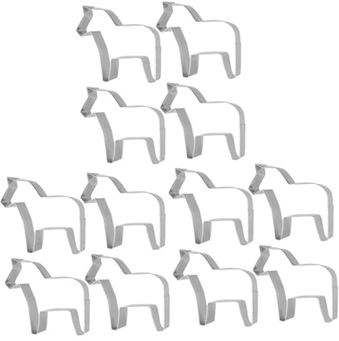 IMIKEYA 12pcs Creative Horse Cookie Moulds Food Grade Stainless Steel Baking Gadgets Fruit Cutters for Christmas Cookies