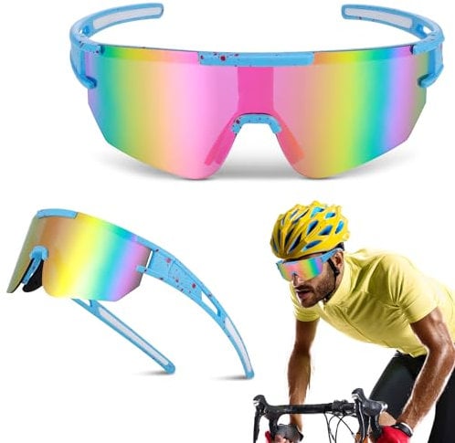 Fentar Fahrradbrille Damen Herren, Schnelle Brille UV 400 Schutz, Sportbrille Polarisiert, Radbrille mit Komfortablem Nasenpad, Radbrille Laufbrille, Sport Sonnenbrille für Skifahren Radfahren Angeln
