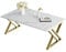 Coffee Table, Living Room Table, Center Tea Tables, Rectangular Tea Tables, End Side Desk with Gold Metal Frame for Living Room Bedroom Office, Modern Open Design, 39.3 x 18.9 x 17.7 IN, White/Gold