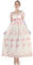 CROLECOS Ballkleider lang Prinzessin Vintage Kleid Viktorianische Ballkleid mit Handschuhen Empire Taille Kleid Regency Kleid Rosa M