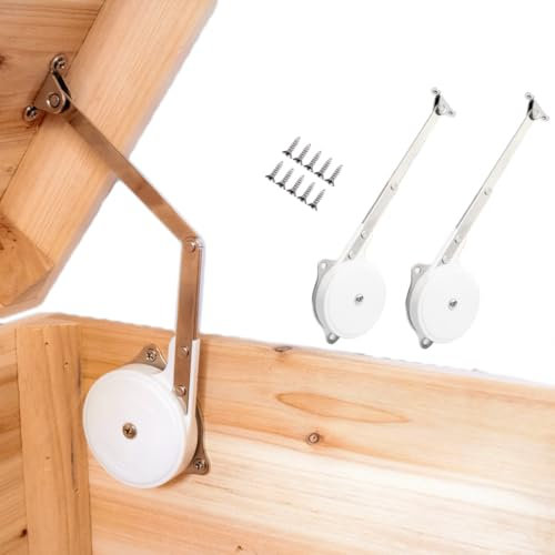 Toy Box Hinges Soft Close - Lid Support Hinge Chest Hinges for Wooden Toy Box, Soft Close Storage Trunk Benches Lid Support Heavy Duty Hingex (2 Pack)
