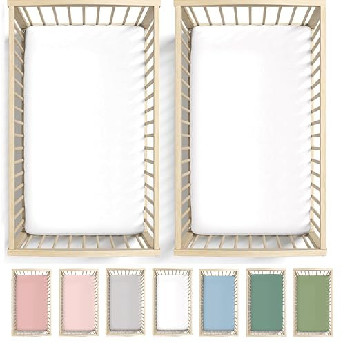 Bunnyjik Spannbettlaken für Maxi-Cosi Iora – GOTS-ZERTIFIZIERTES Bio-BETTLAKEN 50x83-80x50 89x50 2er-Set, Luftig & Kühlend – 190GSM Bio-Baumwolle– Für Iora Air, Tori, Beistellbett,Next2Me 90x50