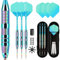 Trecynd Darts with Metal Tip 22 g, Professional Steel Darts with Metal Tip, Steel Darts Set, Steel Tip Darts, Set of 3 Aluminium Shaft and Extra 3 Dart Flights (GREEN-BLUE)