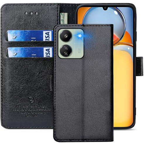 FMPCUON Case for Xiaomi Redmi 13C Mobile Phone Case [Stand Function] [Card Slot] [Magnetic Closure] Case Flip Case Protective Leather Case Flip Case for Xiaomi Redmi 13C Black