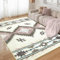 Tapis Design Tapis Salon Lavable en Machine, Grand Tapis Poil Ras Dessous Antidérapant, Tapis Bohème Moderne, Motif Géométrique, pour Chambre Adulte Salle à Manger, Beige, Rose, 160 x 230 cm