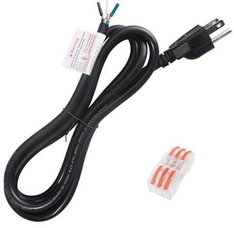 Asjeumt Ersatz-Netzkabel, 1,8 m, 3 Zinken, 16 AWG, 110 V, 120 V AC, 3-adrig, SJT-Stecker und Kabel, Schwarz