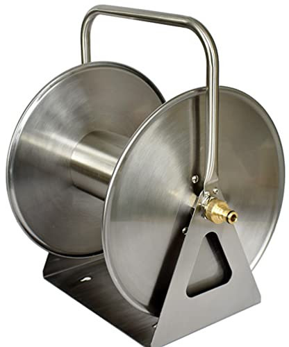 Schlauchwagen, professionelle Edelstahl-Schlauchtrommel mit Griff, tragbar, Wand-/Bodenschlauchtrommel mit Griff, große Kapazität, platzsparend, geeignet für Garten