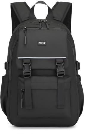 Kono Zaino da Viaggio Zaino per Laptop fino a 15,6 pollici Computer Portatili Leggero e Casual da Uomo con Cinghie Riflettenti per Escursioni, Campeggio,Nero