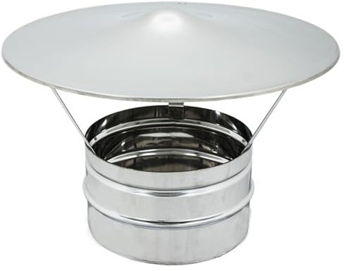 ALLINOX Comignolo Cinese Antivento Terminale Canna Fumaria Acciaio INOX Cappello Uscita Fumi Antipioggia Base Tonda Per Stufa o Camino (DN 100)