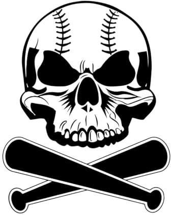 Wandtattoo mit Fledermaus-Totenkopf, Sport, Baseball, Vinyl, Wandsticker, Jugendzimmer-Dekoration, Kunstwandbild, Wanddeko für Babyzimmer, Jungen, groß – 52x67cm