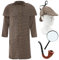 I LOVE FANCY DRESS Disfraz de detective para adultos con lupa y tubo, XL, sombrero marrón con abrigo a juego, pipa de fumar de plástico y lupa, perfecto para el Día Mundial del Libro