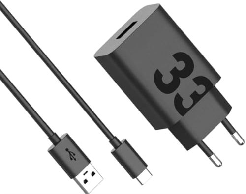 Audiosystem Carica Batterie Rapido per Motorola Originale da 33W Moto G82 G83 G84 G85 G71 G72 G73 G62 G60 G60s G55 G35 G75 Con ingresso USB Type C Turbo Power Caricatore Blister Nero