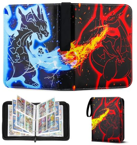 Card Binder for Kids,Trading Card Binder 4 Pocket 50 Pages 400 Cards Capacity,Portable Waterproof PU Card Binder Folder,Collectible Card Album This is the perfect for boys and girls (SL400)