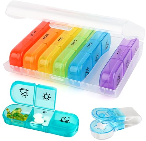 YARVPUV Tablettenbox 7 Tage Morgens Mittags Abends mit 21 Fächern Medikamentenbox 3 Fächern Große Pillendose Medikamenten Organizer für Vitamine, Fischöl Tabletten Praktischer Pill Box für Unterwegs