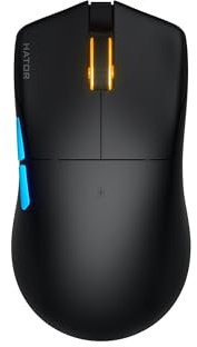 HATOR Pulsar 3 Pro Wireless Souris Gaming sans Fil, PixArt PAW3950 Sensor, 30000 DPI, Optical Switches 100M, 1000Hz, 2.4GHz/Bluetooth 5.1/USB-C, 65g Lightweight, PTFE Skates, 120h, PC/Mac, Noir