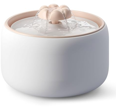 WOPET Ceramic Cat Water Fountain, 3L/101oz Stylish Pet Water Fountain, Cat Water Dispenser for Cats & Dogs, Ultra-Quiet, Easy to Clean and Assemble White Orange