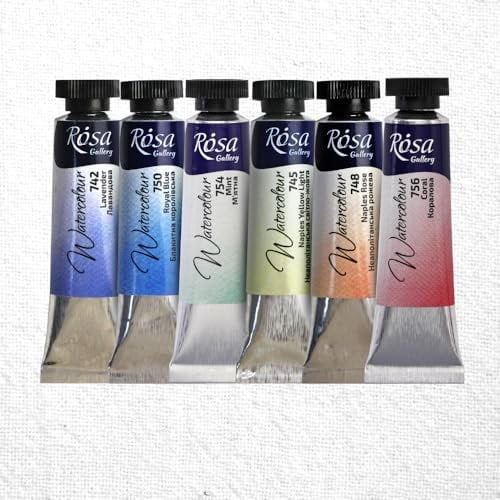 Rosa Gallery Lot de 6 tubes de peinture aquarelle pastel professionnelle de 10 ml